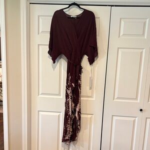 Young Fabulous & Broke Burgundy and White Maxi Dress NWT